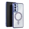 Mey İthalat®  Samsung Galaxy S25 FE Joke Simli Magneticsafe Kılıf - Mavi