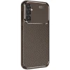 Mey İthalat®  Samsung Galaxy S25 Plus Kılıf Auto Focus Karbon Kapak - Kahverengi