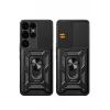 Mey İthalat®  Samsung Galaxy S25 Ultra Kılıf Pars Lens Yüzüklü Silikon - Siyah