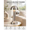 Mey İthalat® Şarjlı Kablosuz Mantar Masa Lambası Dokunmatik 3 Renk LED Modern Tasarım Yeni Nesil