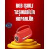 Mey İthalat® Suya Dayanıklı 20W RGB Hoparlör Bluetooth, USB, SD Kart ve AUX Girişli