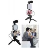 Mey İthalat® Telefon Tutucu Led Işıklı Kumandalı Mikrofon Telefon Vlog Video Kayıt