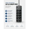 Mey İthalat® Termal Akım Korumalı USB Type-C Girişli 10lu Grup Priz 2500W Güç Kapasitesi (Kopya)