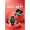 Mey İthalat® TWS Bluetooth Kulaklık ve Akıllı Saat Uyku Takibi Nabız Ölçer Uzun Pil Ömrü