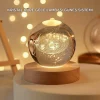 Mey İthalat® USB Bağlantılı Işıklı Kristal Küre Modern Ahşap Tabanlı Dekor