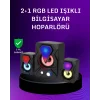 Mey İthalat® USB Bağlantılı RGB 2.1 Hoparlör Seti Derin Bas ve Renkli Işık