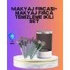 Mey İthalat® USB Şarjlı Makyaj Fırçası Temizleyici + Profesyonel Fırça Seti