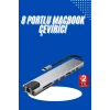 Mey İthalat® Usb Type-c Hub Dönüştürücü Çevirici Çoklayıcı Macbook Çevirici 8 Portlu