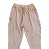 Parlak Kadife Cepli Pantolon Eşofman Pijama Altı Unisex Lastikli Paça Bej