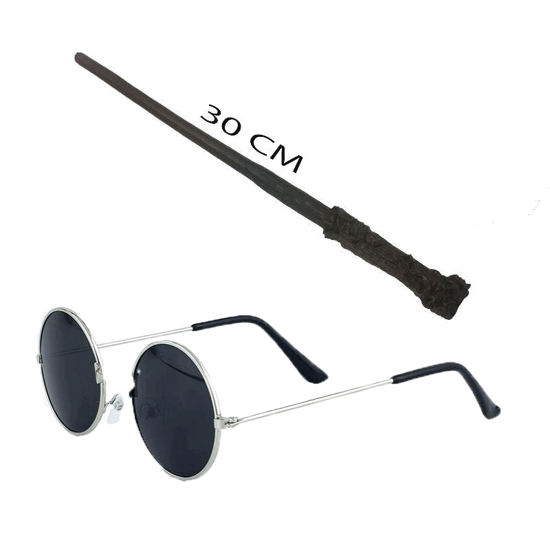 Mey İthalat® Pttr Asası 30 cm ve Siyah Metal Çerçeveli Pttr Gözlüğü Seti