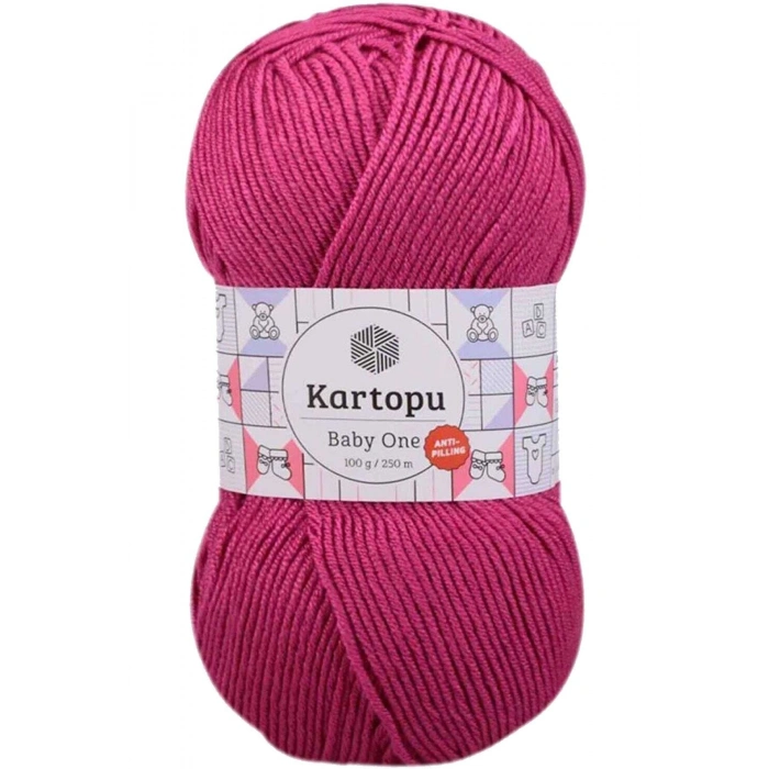 1 Adet Baby One Tüylenmeyen El Örgü İpi Yünü Fuşya K245
