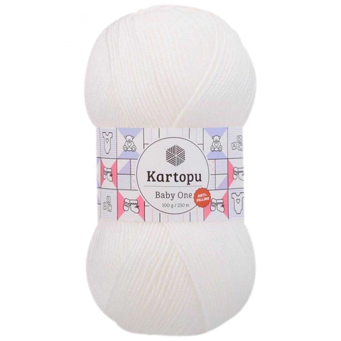 1 Adet Baby One Tüylenmeyen El Örgü İpi Yünü Kar Beyaz K010