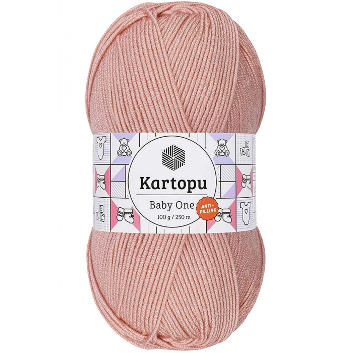 1 Adet Baby One Tüylenmeyen El Örgü İpi Yünü Pudra K258
