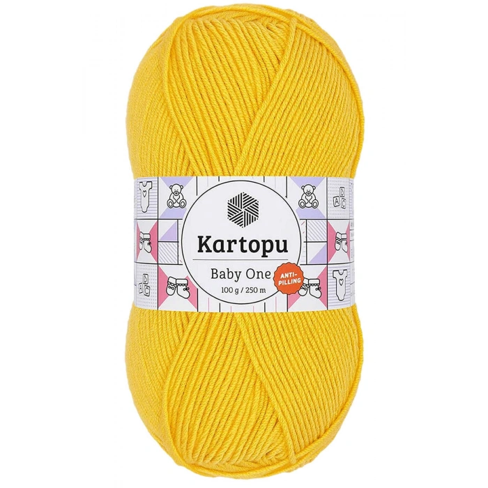 1 Adet Baby One Tüylenmeyen El Örgü İpi Yünü Sarı K154