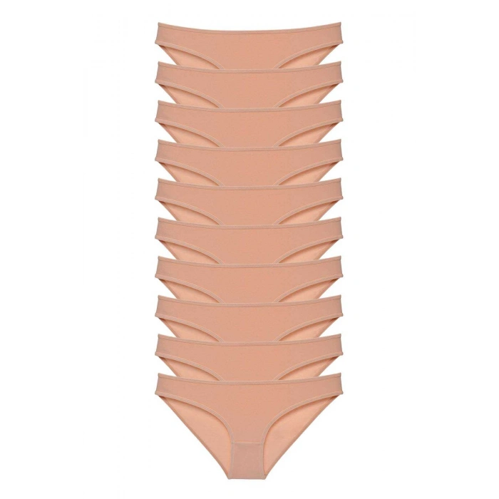 10 adet Süper Eko Set Likralı Kadın Slip Külot Ten