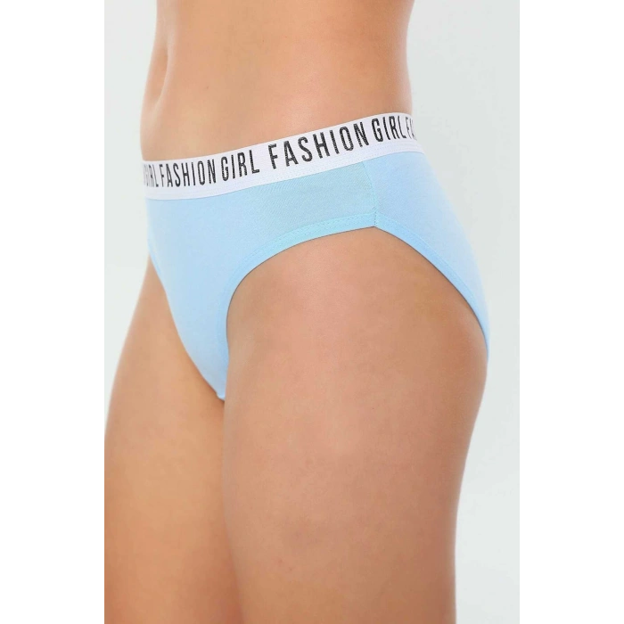 12 Adet Beli Yazılı Lastik Pamuk Kadın Külot