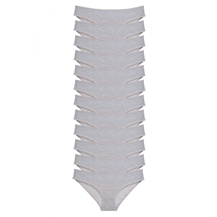 12 adet Süper Eko Set Likralı Kadın Slip Külot Gri