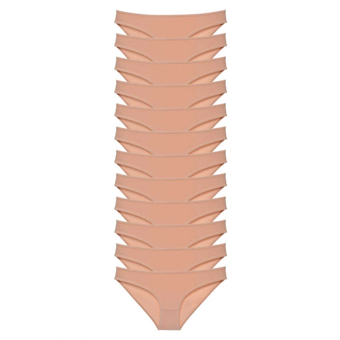 12 adet Süper Eko Set Likralı Kadın Slip Külot Ten