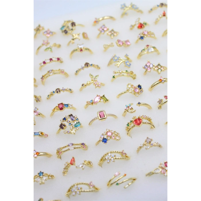 12li Karışık Prenses Yüzük Seti - Altın