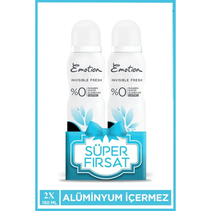 2 Adet Emotion Invisible Fresh Black & White Kadın Deodorant 150ml Vegan, Leke Bırakmaz