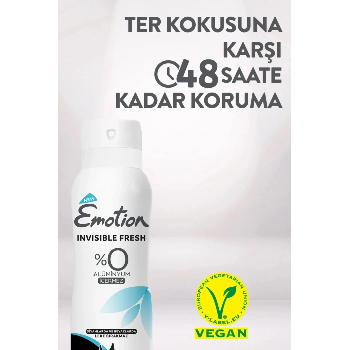 2 Adet Emotion Invisible Fresh Black & White Kadın Deodorant 150ml Vegan, Leke Bırakmaz