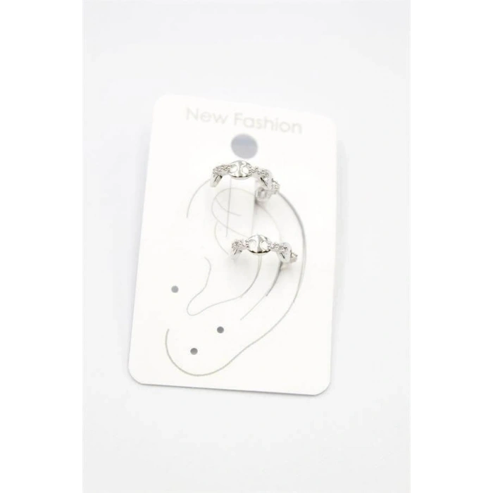 2li Taşlı Kıkırdak Küpe - Gümüş