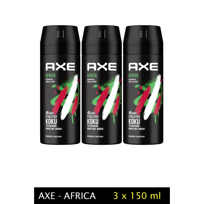 3 Adet Axe Africa Erkek Deodorant Sprey 150 ml