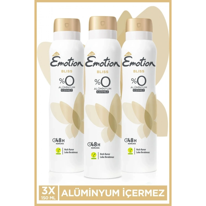 3 Adet Emotion Bliss Kadın Vegan Deodorant 150 Ml Hızlı Kurur , Leke Bırakmaz