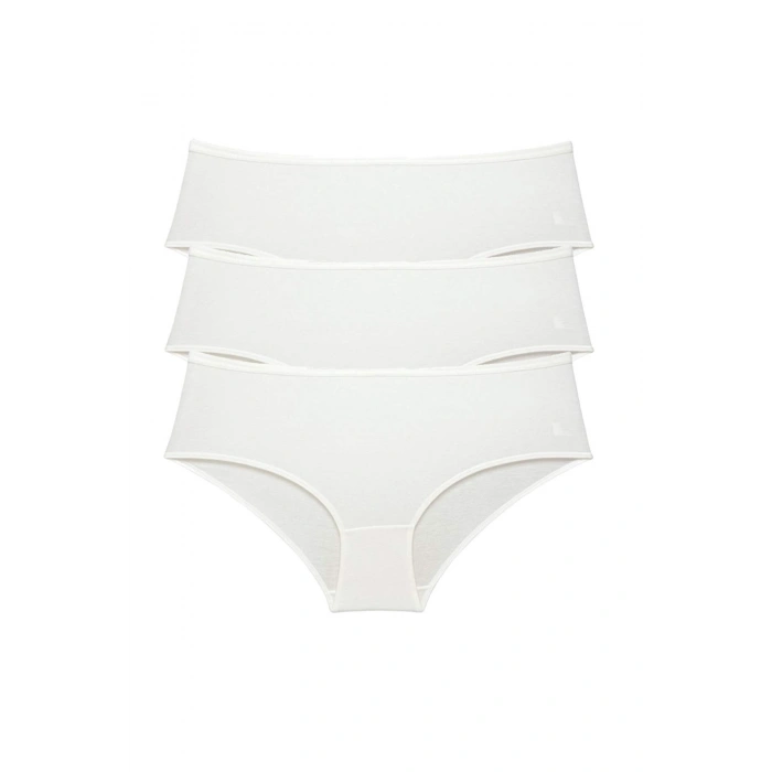 3 Adet Kadın Yüksek Bel Bato Külot Krem