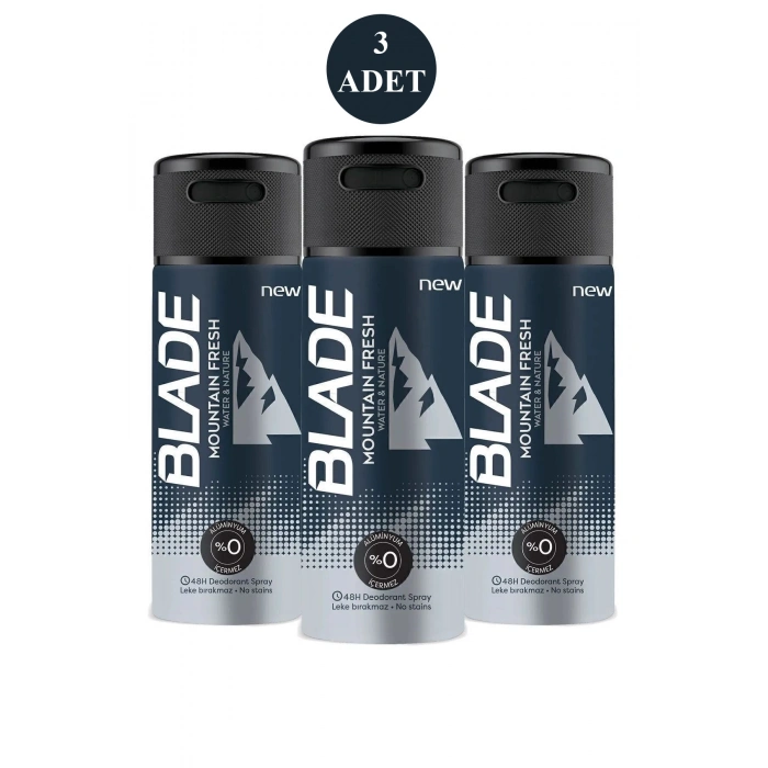 3 Adet Mountain Fresh Erkek Deodorant 150ml Leke Bırakmaz