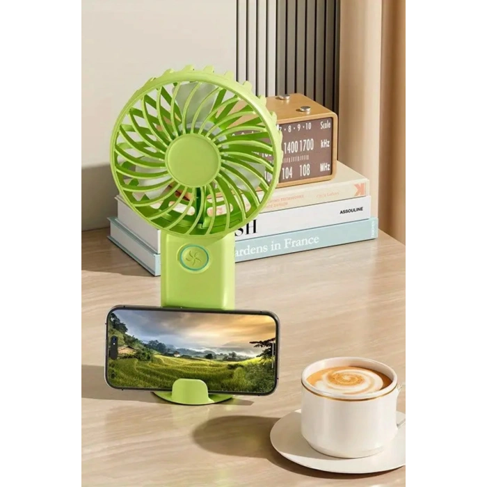 3 Hız Kademeli Şarjlı Sessiz El Vantilatörü Telefon Tutucu Özellikli El Masa Fanı