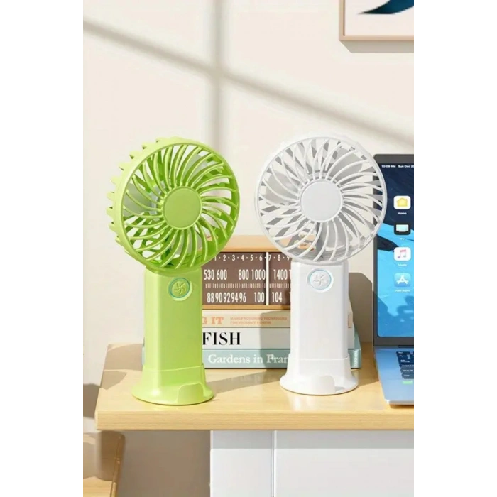 3 Hız Kademeli Şarjlı Sessiz El Vantilatörü Telefon Tutucu Özellikli El Masa Fanı