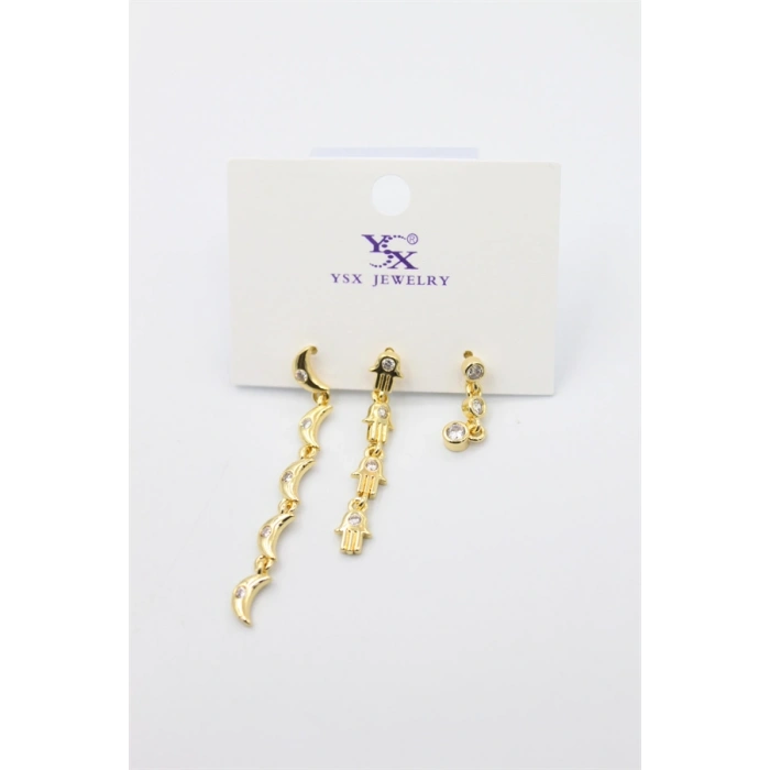 3lü Ay Küpe - Altın