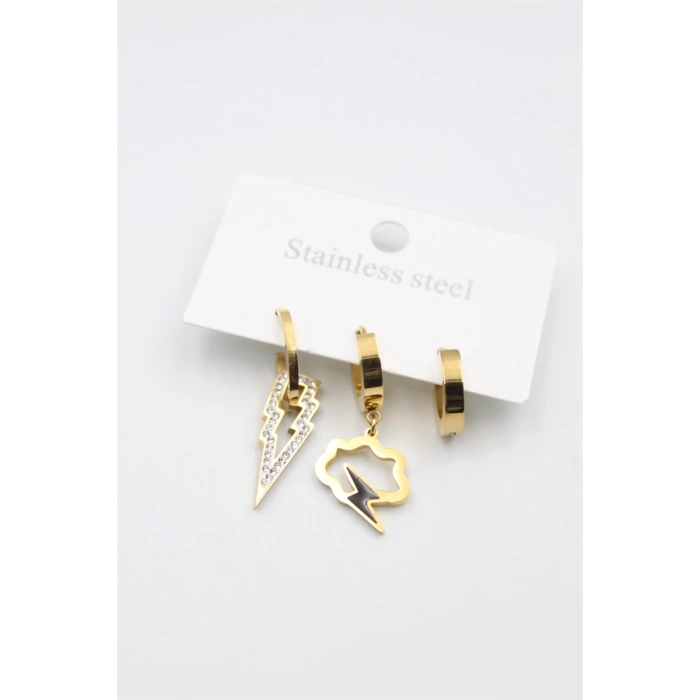 3lü Bulut Küpe - Altın