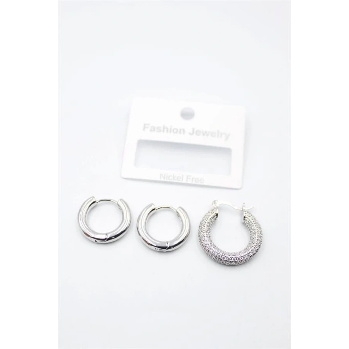 3lü Halka Küpe - Gümüş