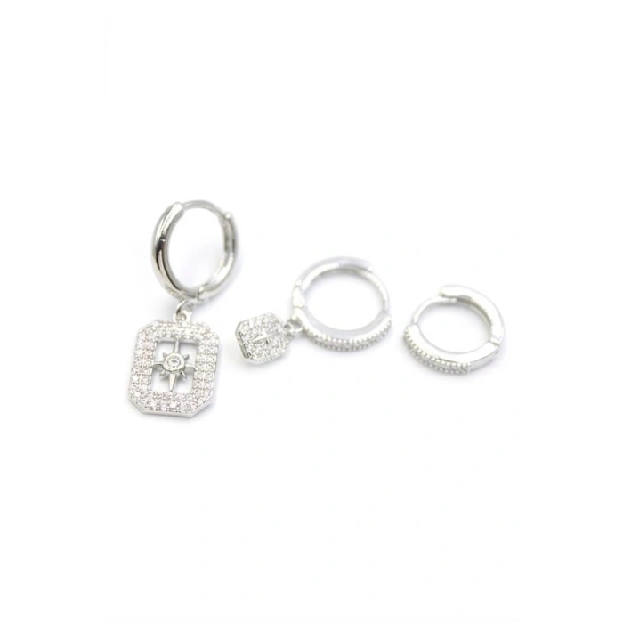 3lü Kutup Yıldızı Küpe - Gümüş