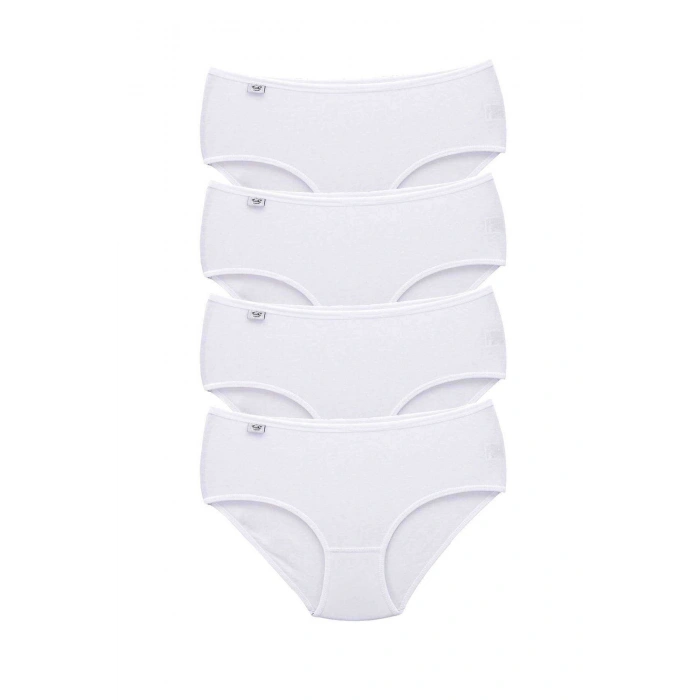 4 Adet Tutku Kadın Yüksek Bel Bato İnce Lastik Külot Beyaz