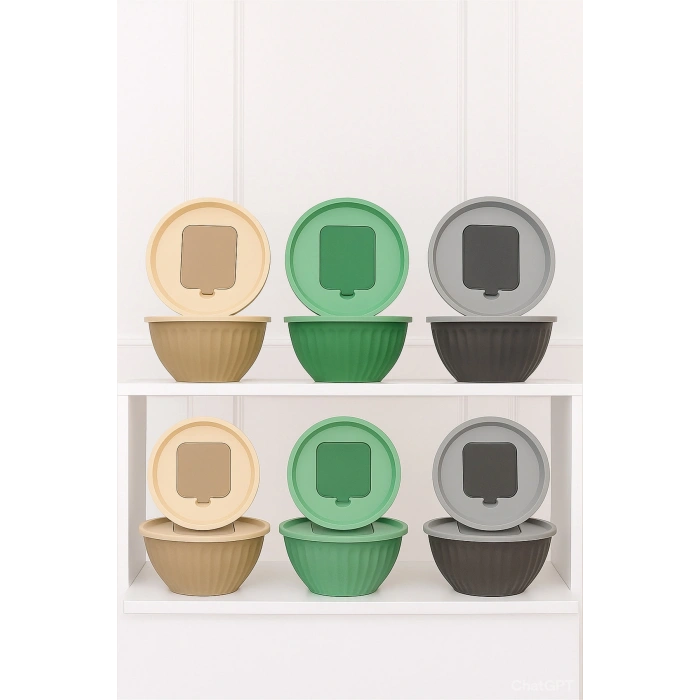 4 Parça Rendeli Karıştırma ve Saklama Kabı 2,5 Litre