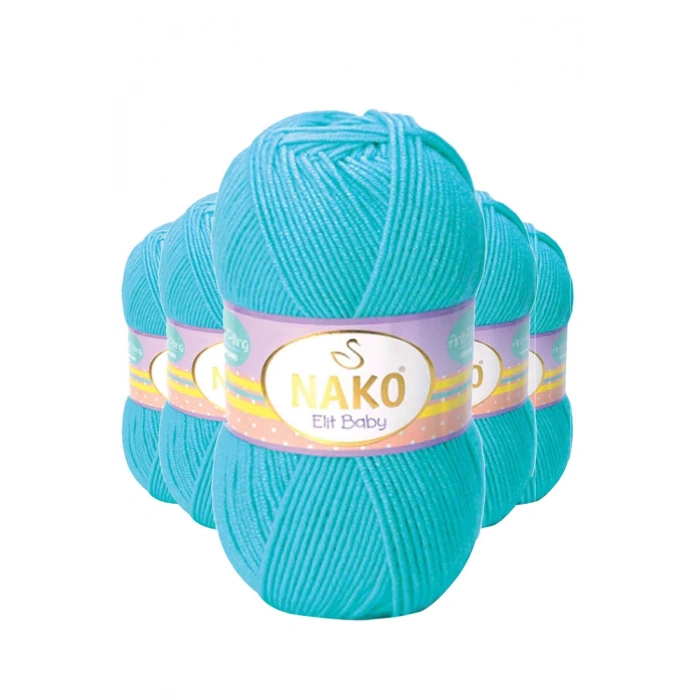 5 Adet Elite Baby El Örgü İpi Tüylenmeyen Bebek Yünü Turkuaz 3323