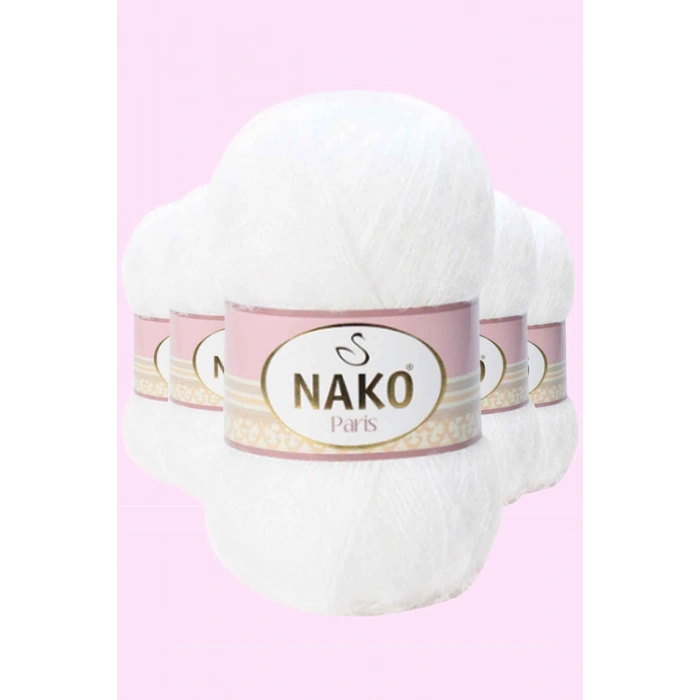 5 Adet Paris El Örgü ipi Yünü Beyaz 208