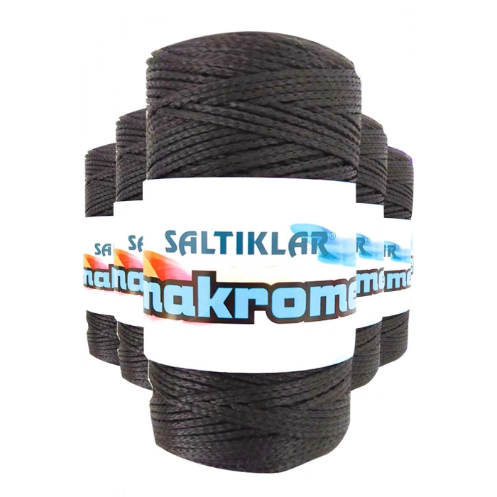 5 Adet Polyester Makrome İpi SYH Siyah 100 gr