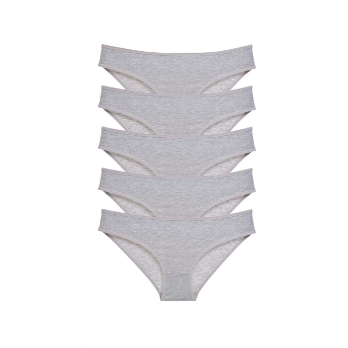 5 adet Süper Eko Set Likralı Kadın Slip Külot Gri