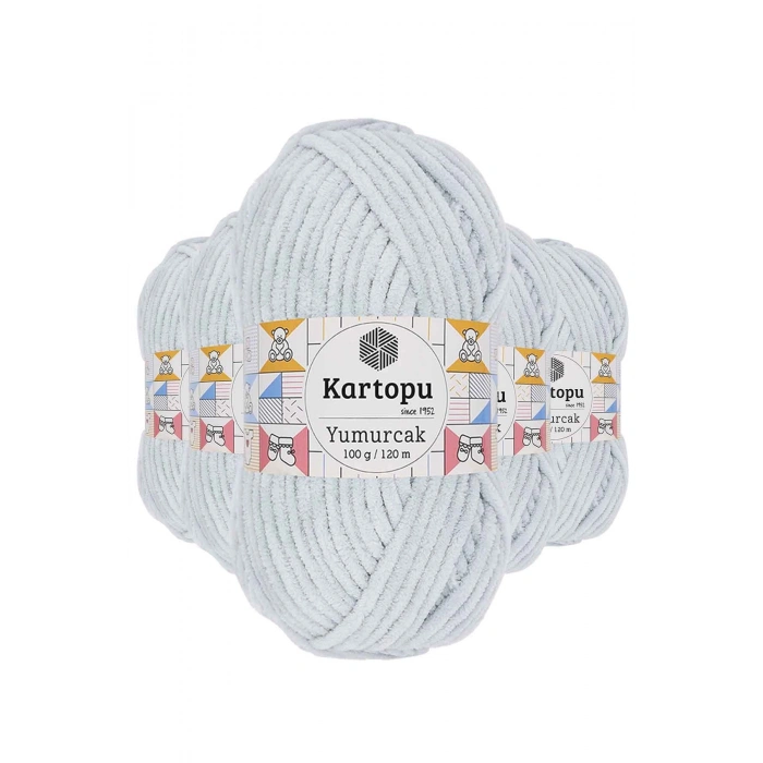 5 Adet Yumurcak Kadife El Örgü İpi Açık Gri K919