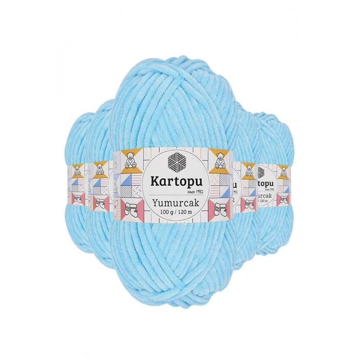 5 Adet Yumurcak Kadife El Örgü İpi Açık Turkuaz K516