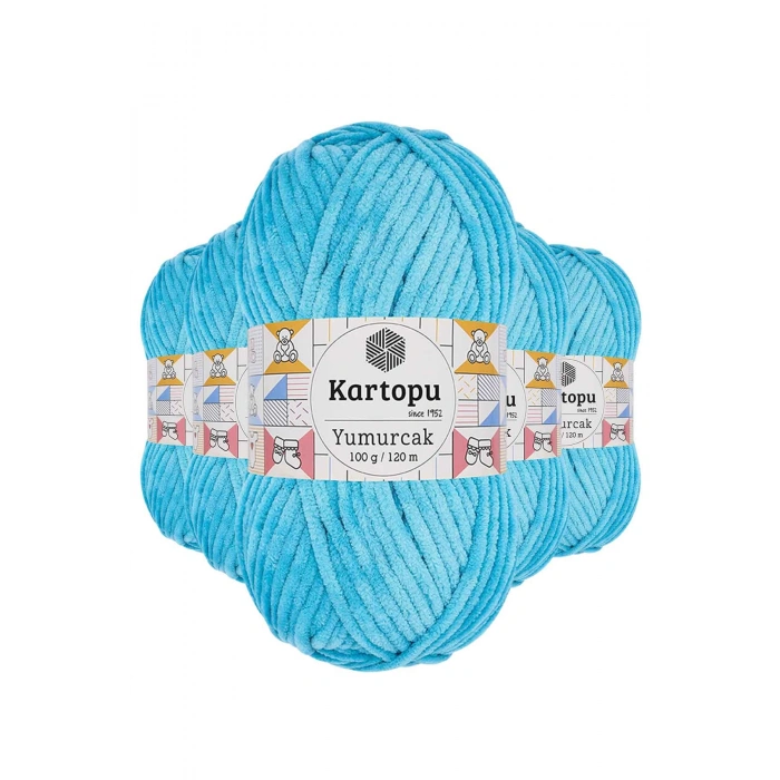 5 Adet Yumurcak Kadife El Örgü İpi Turkuaz K515