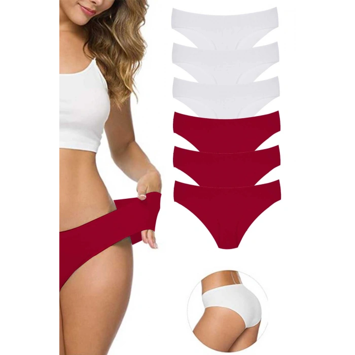 6 Adet Kadın Dikişsiz Lazer Kesim Esnek İz yapmayan Külot S6