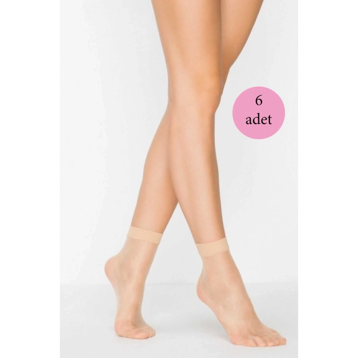 6 Adet Kadın Ten Süper 15 Mat Soket Çorap Açık Ten