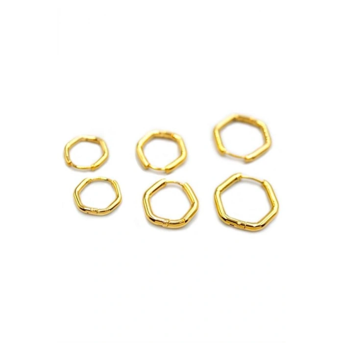 6lı Beşgen Küpe - Altın