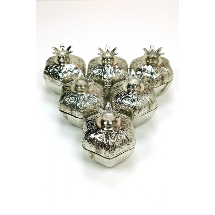 6 Lı Mini Eskitme Osmanlı Temalı Açık Renk Nar Lokumluk Sunum