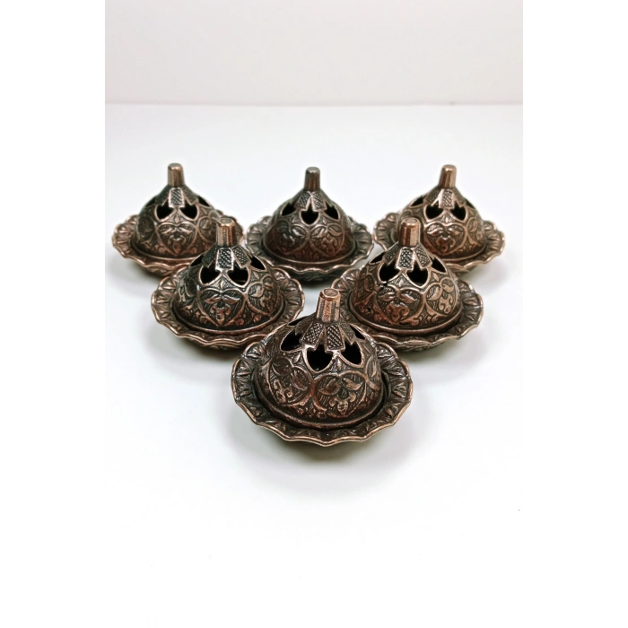 6 Lı Mini Eskitme Osmanlı Temalı Koyu Renk Lokumluk Sunum